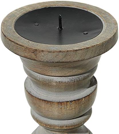 Deco 79 Handmade Mango Wood Candle Holder Set