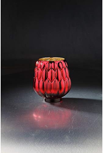 8-inch Red Geometric Glass Pillar Candle Holder