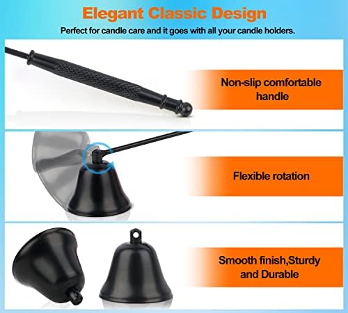 GOSGOON Premium Candle Snuffer Black Elegant Long-Handle Extinguisher for Candle Lovers