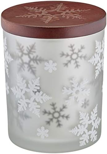 Stunning Alpine Snowflake Votive with Wood Lid - Set of 2