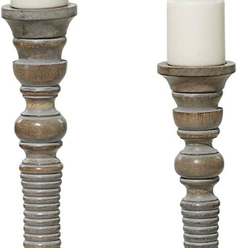 Deco 79 Handmade Mango Wood Candle Holder Set