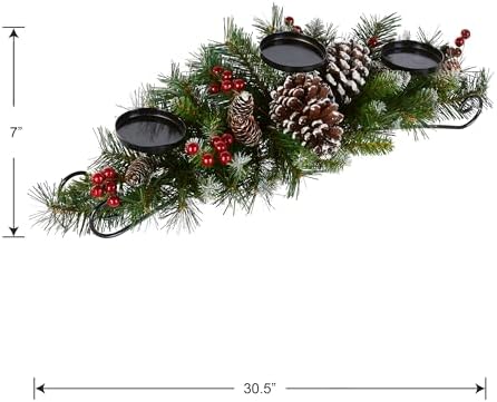 National Tree Company Artificial Christmas Centerpiece with 3 Candle Holders