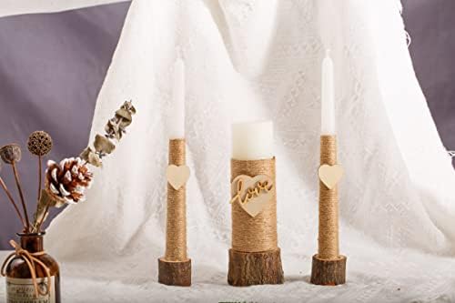 Sleek Rustic Unity Candle Set for Weddings More