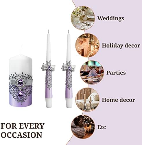 VABA Pure Purple Unity Wedding Candles Set