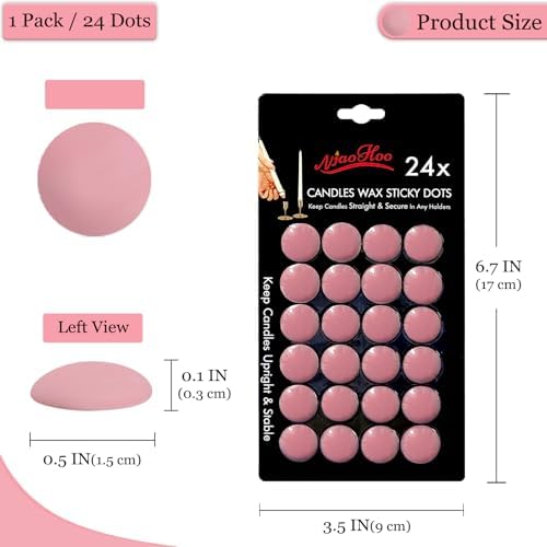NJAO HOO Candle Adhesive Taper Candle Accessories 24 Pink Candle Dots