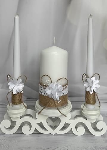 Rustic Wedding Unity Candle Set - 6 Pillar and 2 10 Tapers