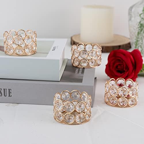 Gleaming Gold Crystal Candle Holders