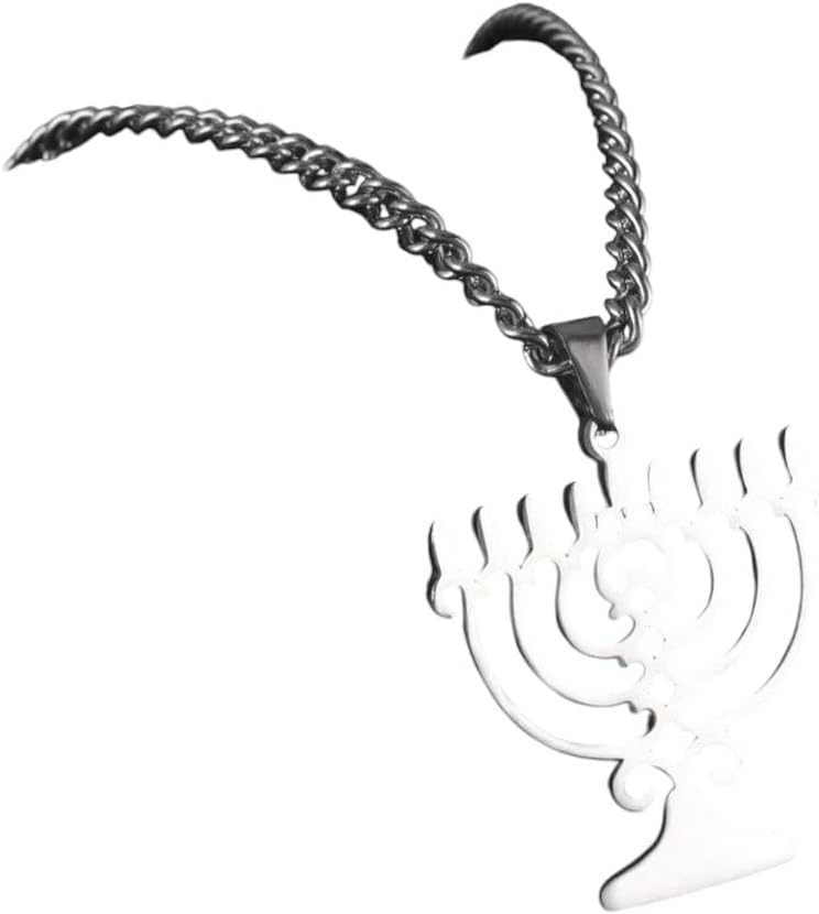 Double Layer Hanukkah menorah Jewelry Pendant Necklace