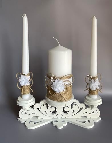 Rustic Wedding Unity Candle Set - 6 Pillar and 2 10 Tapers