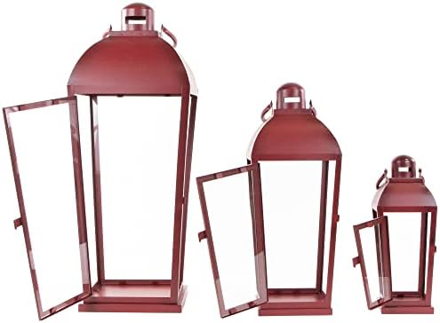 3-Piece Red Candle Lantern Set