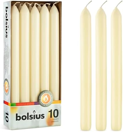 BOLSIUS Ivory Candle Set 10-Pack Unscented Dripless Burners