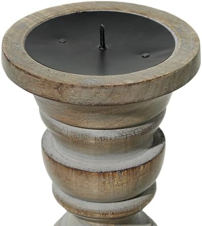 Deco 79 Handmade Mango Wood Candle Holder Set