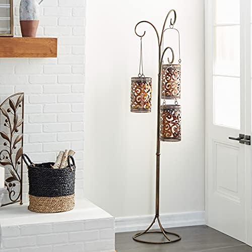 Benzara 41970 67Hx16W Metal Floor Candle Lantern