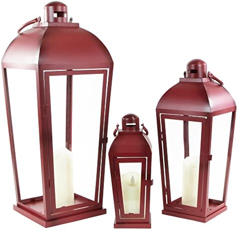 3-Piece Red Candle Lantern Set