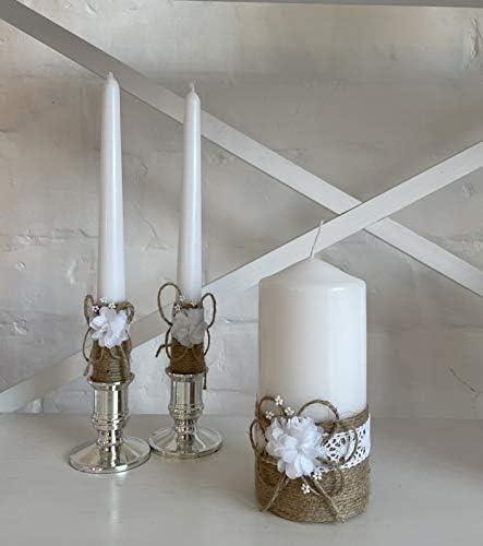 Rustic Wedding Unity Candle Set - 6 Pillar and 2 10 Tapers