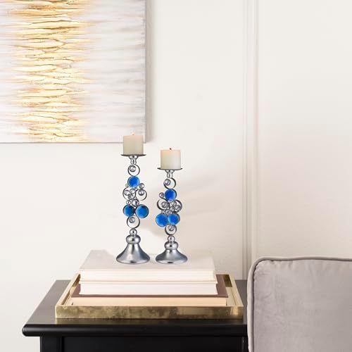Elegant Candleholder Set 16 14 tall Silver Finish