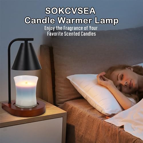 SOKCVSEA Candle Warmer Lamp Dimmable Candle Warmer with 2 Bulbs Black