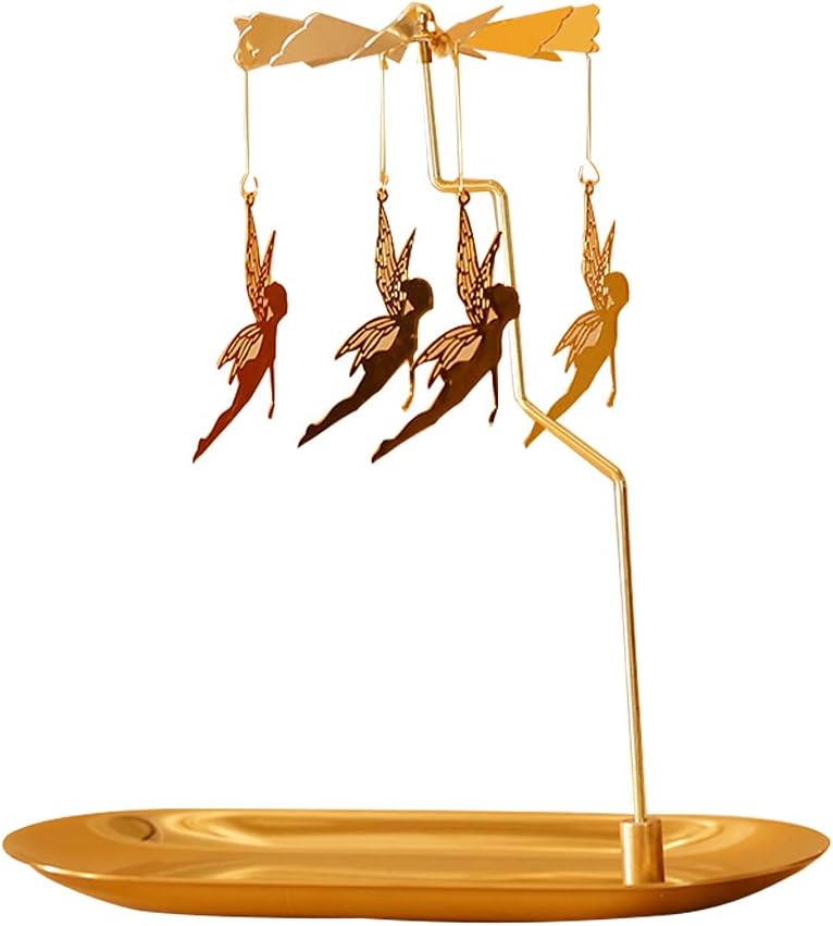 Spinning Candle Holder - Gold Elves