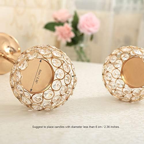 VINCIGANT Gold Crystal Candle Holders Set of 2 - Elegant