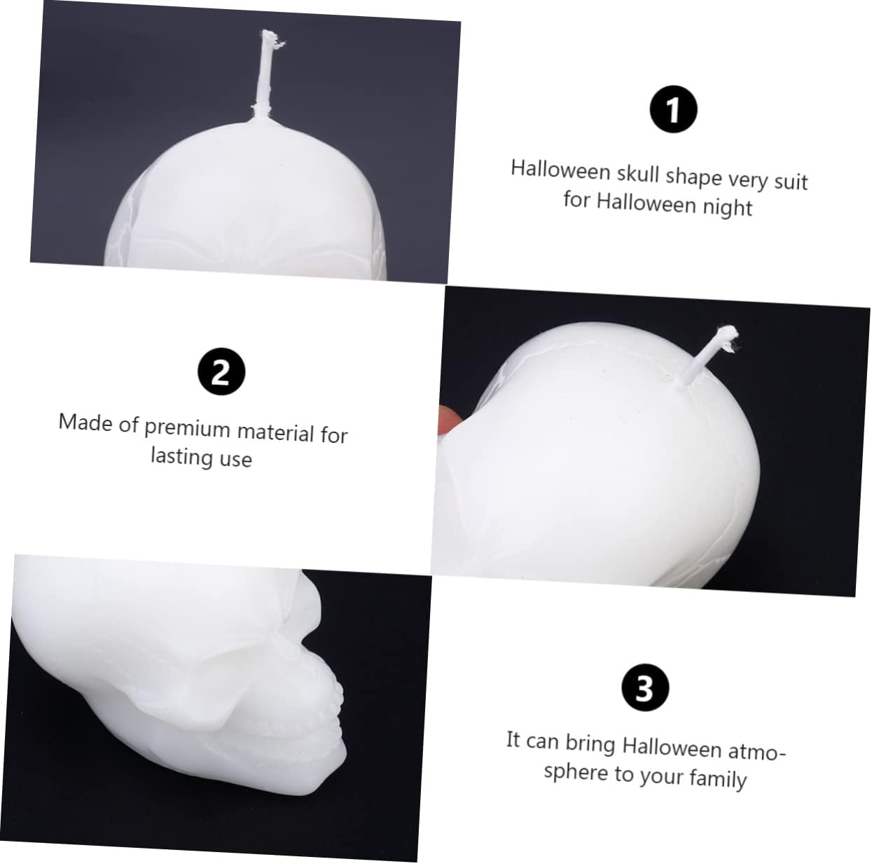 Halloween 2 Piece Skull Candle Holder for Food