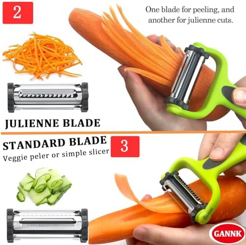 3-in-1 Julienne Potato Peeler Set with Julienne Bit and Potato Nullifier