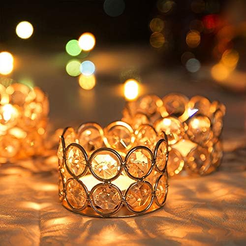 Gleaming Gold Crystal Candle Holders