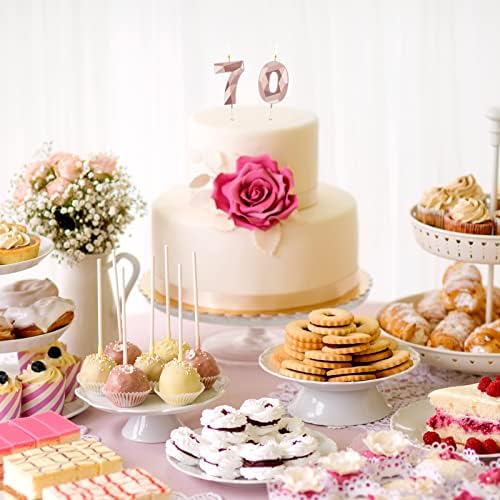 70th Birthday Candles Happy Birthday Cake Topper 3D Diamond Sparkler Number Candles Set