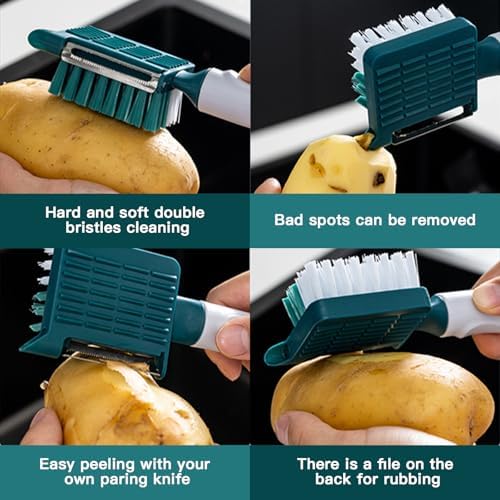 BuRuiJi 2 in 1 Vegetable Brush and Julienne Peeler