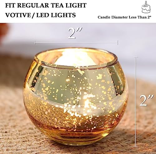 Set of 12 Gold Mercury Votive Candle Holders