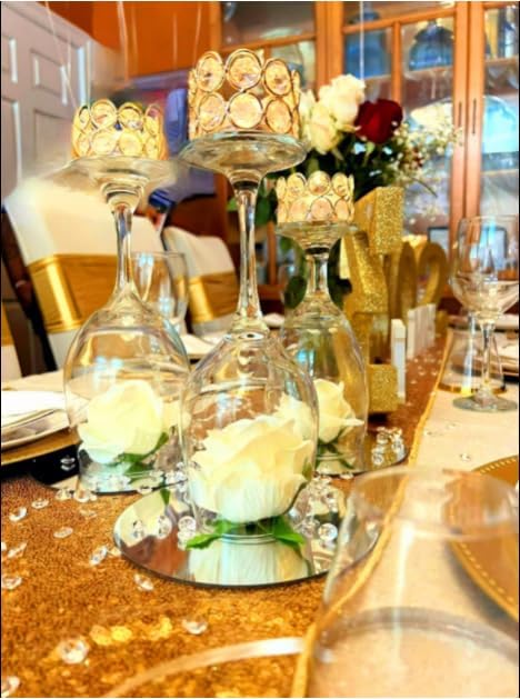 Gleaming Gold Crystal Candle Holders