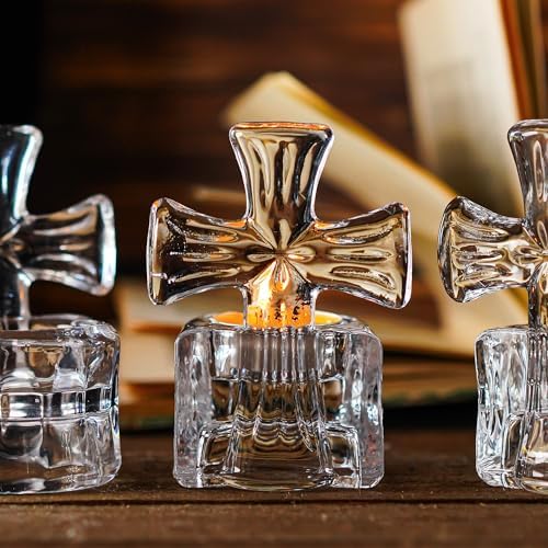 Kanpura Crystal Cross Candle Holder 4 High