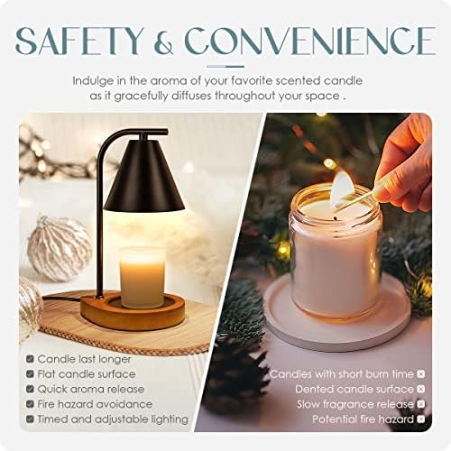 Candle Warmer Lamp with Retro Wooden Base - Safe Reliable Candle Heaters
