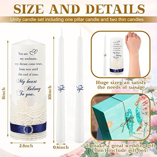 Frienda Unity Candles Wedding Set with Heart Design
