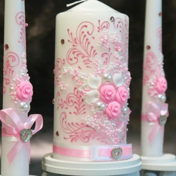 VABA Best Rose Pink Wedding Ceremony Candles Set