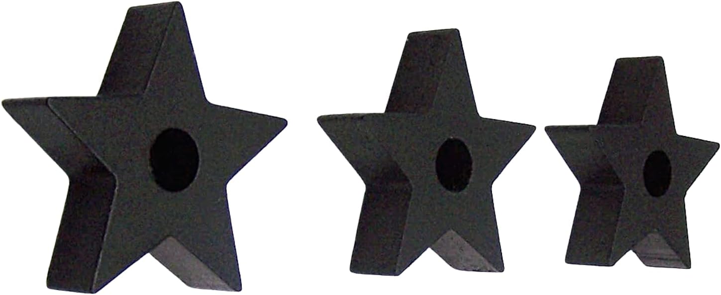 Set of Three Black Star Candle Holder Set Witchcraft Ritual