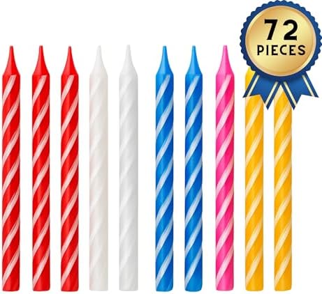 72-MultiColor Birthday Candles for Parties Celebrations