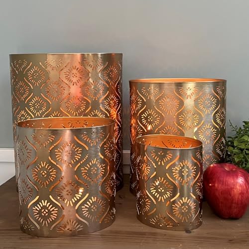 Modernist Candle Holder Set - Set of 4 - Star-Gazer Lattice Design