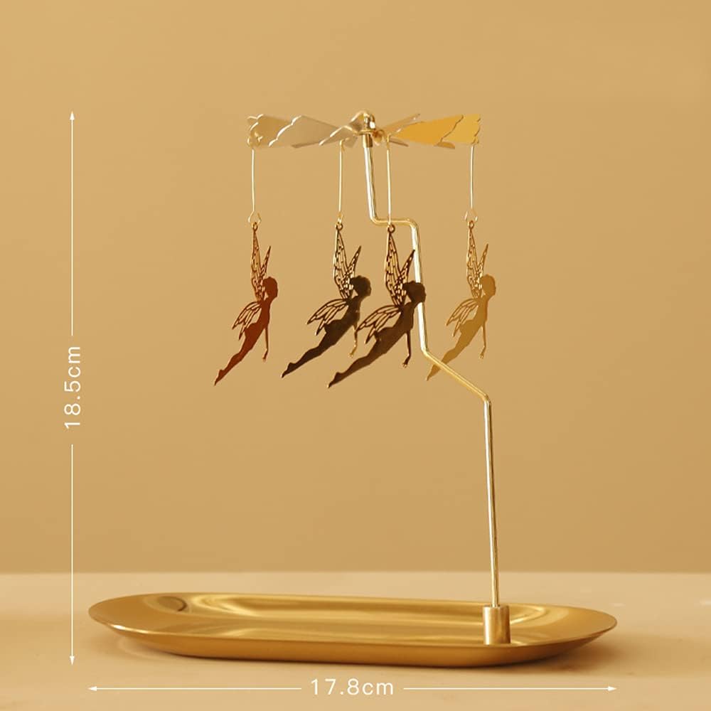 Spinning Candle Holder - Gold Elves