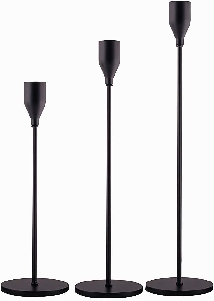 Matte Black Candle Holder Set of 3 for Taper Candles