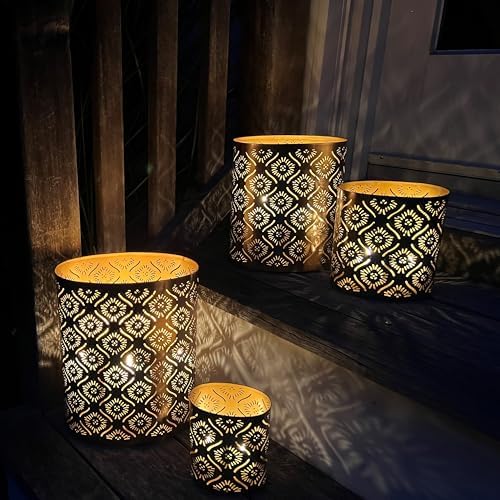 Modernist Candle Holder Set - Set of 4 - Star-Gazer Lattice Design