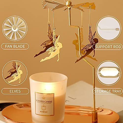 Spinning Candle Holder - Gold Elves