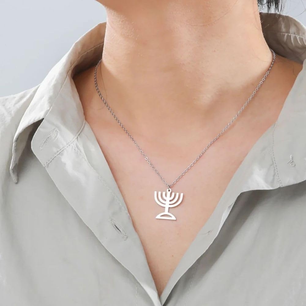2025 Geometric Menorah Necklace Premium Stainless Steel Chain for Women