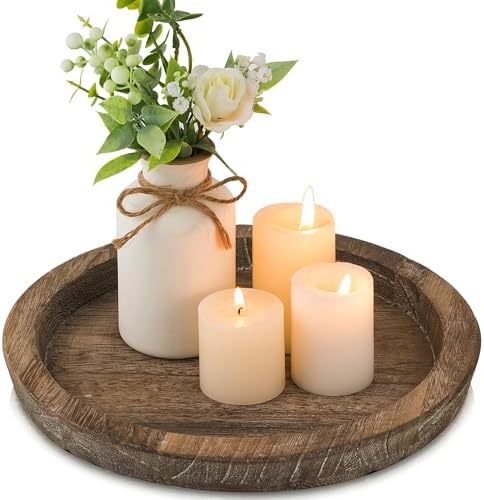 Hanobe Candle Plate Rustic Wooden Table Centerpiece