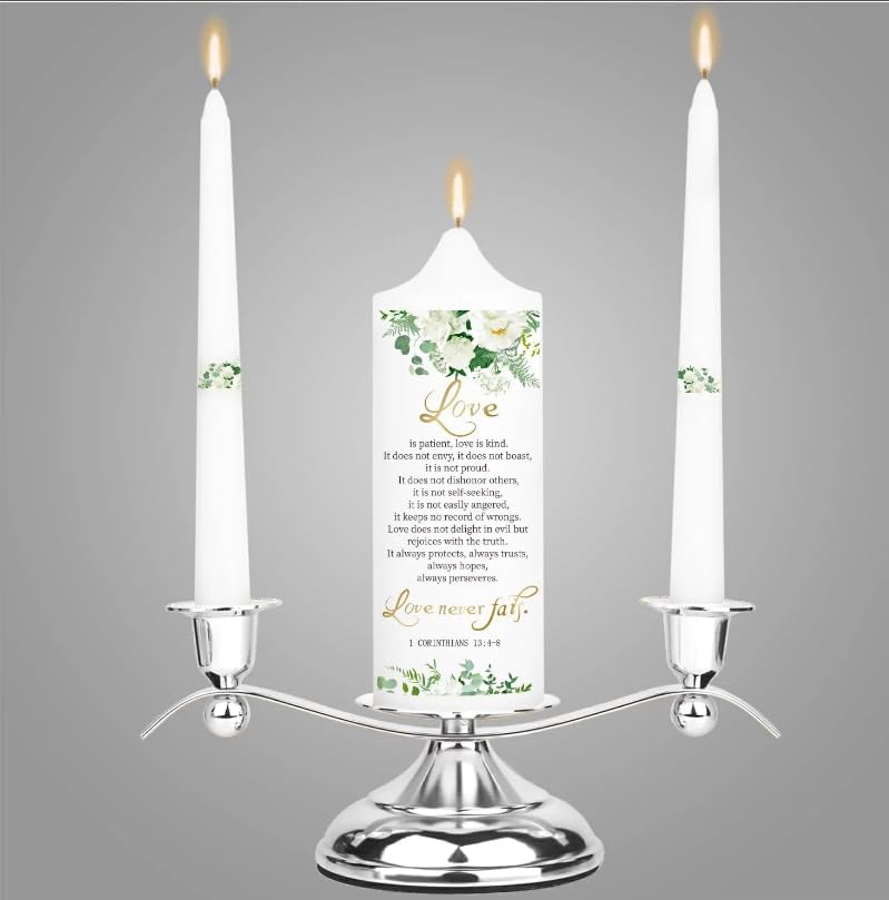LakWilows 3-Floral Candle Set with Silver Holder