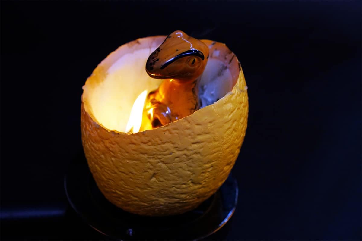 T-Rex Dinosaur Hatching Candle by MooYazu