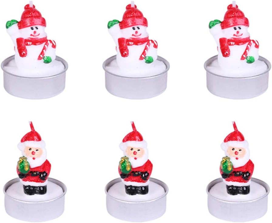 Happyyami Santa Snowman Themed Christmas Decor Candles