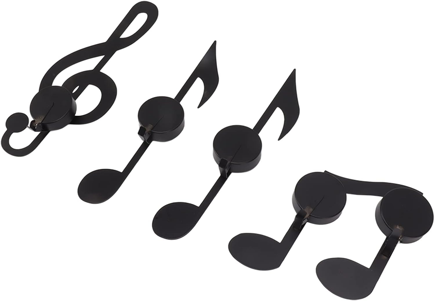 4Pcs Wall Hanging Candle Sconces Black Metal Music Note Candle Holders with Sticker