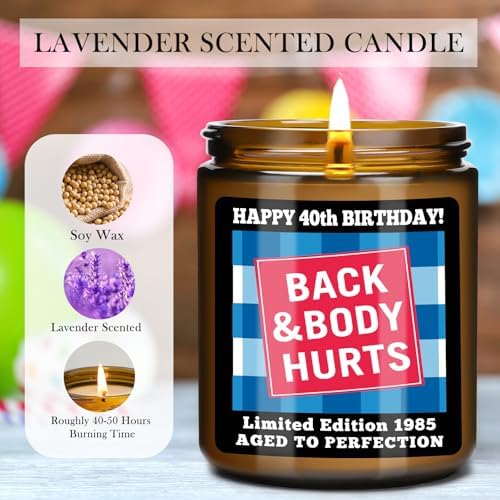 40th Birthday Candle for Women Men