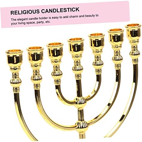 Elegant 7-Piece Metal Candlestick Set for Jewish Decor