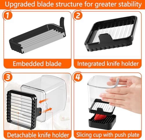 2-Pack Fruit Slicer Cup with Push Plate Durable Safe Kitchen Gadget